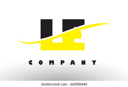 LE L E  Black and Yellow Letter Logo with White Swoosh and Curved Lines.