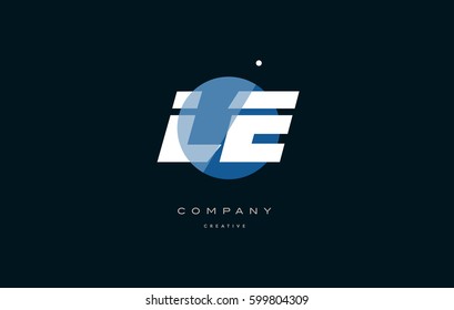 le l e  blue circle dot big font alphabet company letter logo white design vector icon template 