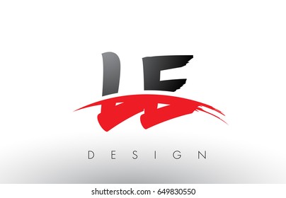 LE L E Brush Logo Letters Design with Red and Black Colors and Brush Letter Concept.