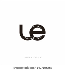 le l e Initial Letter Split Lowercase Modern Monogram linked outline rounded logo