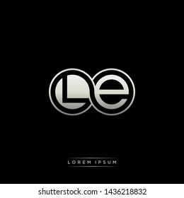 LE L E initial letter linked circle capital monogram logo modern template silver color edition