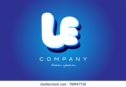 LE L E letter logo combination alphabet vector creative company icon design template modern blue white 3d