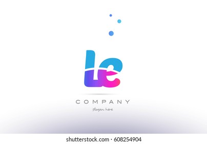 le l e  pink purple blue white uppercase lowercase modern creative alphabet gradient company letter logo design vector icon template