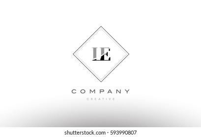 le l e  retro vintage black white alphabet company letter logo line design vector icon template 