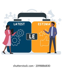 LE - Latest Estimat acronym. business concept background.  vector illustration concept with keywords and icons. lettering illustration with icons for web banner, flyer, landing pag