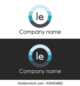 LE letter circle shape icon logo white blue