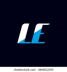 LE letter logo design on black background. LE creative initials letter logo concept. LE icon design. LE white and blue letter icon design on black background. L E	
