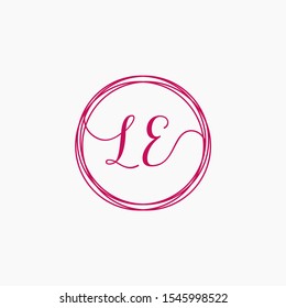 LE Letter logo template. Creative fashion logo design, couple letter , beauty icon. Initial handwriting or handwritten logo for identity. Logo with hand drawn style. wedding concept -vector