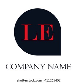 LE Letters red , Abstract black background logo, Design identity in shape, Alphabet letter