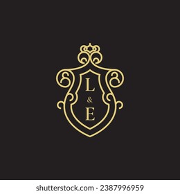 LE line vintage initial logo in high quality professional design that will print well across any print media