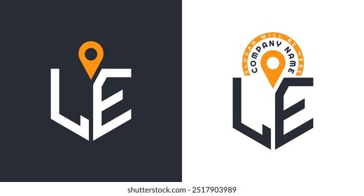 LE Location Logo Bundle. Letter LE Logo Dual Vector Icons for Recruitment and Navigation