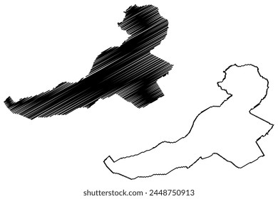 Le Locle District (Schweiz, Schweizerische Eidgenossenschaft, Kanton Neuenburg oder Neuenburg) Vektorillustration, Skizze anzeichnen Bezirk Le Locle map