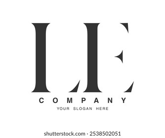 LE logo design. Initial letter l and e serif font style. Creative classic company name typography. Trendy logotype or identity. Vector illustration.