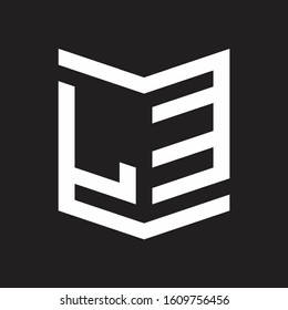 LE Logo Emblem Monogram With Shield Style Design Template Isolated On Black Background