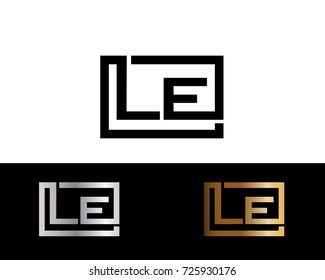 LE Logo. Letter Design Vector with Black Gold Silver Colors



