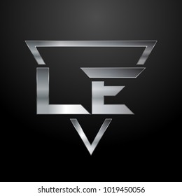 LE Logo, Metal Logo, Silver Logo, Monogram, Polygon