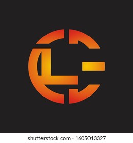 LE Logo monogram with cutting line style isolated on colors