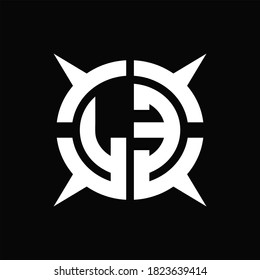 LE-Logo-Monogramm mit vierstufiger, kreisbogenförmiger, Designvorlage auf schwarzem Hintergrund