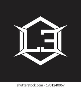LE Logo monogram with hexagon and four taper shape design template