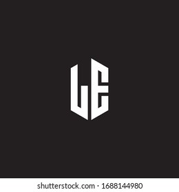 LE Logo monogram with hexagon shape style design template isolated on black background