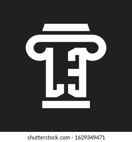 LE Logo monogram with pillar style design template