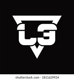 LE Logo monogram with triangle shape rounded design template on black background