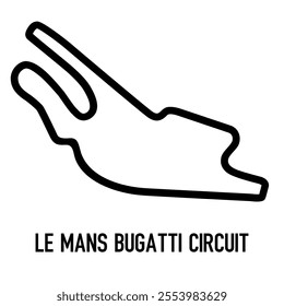 Le Mans Bugatti Circuit Vector. Circuit Race Track Illustration with Editable Stroke. Stock Vector.