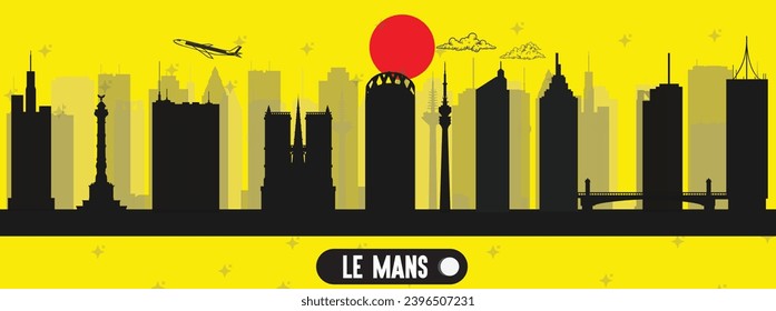  Le Mans , France beautiful skyline vector illustration