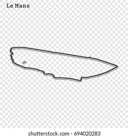 Le Mans grand prix race track. circuit for motorsport and autosport. Vector illustration. Circuit de la Sarthe, France.