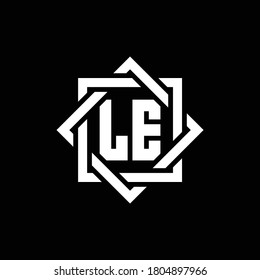 LE monogram logo with abstract square around design template
