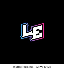 LE monogram logo design with abstract shape concept in vector