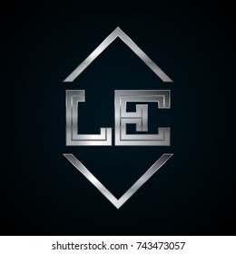 LE Monogram, Metal Logo, Silver Logo