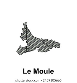 Le Moule City Map of France Country, abstract geometric map with color creative design template