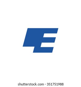 LE negative space letter logo blue