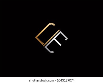 LE square shape Letter logo Design in silver gold color

