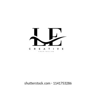 LE Swoosh Cut Logo Design