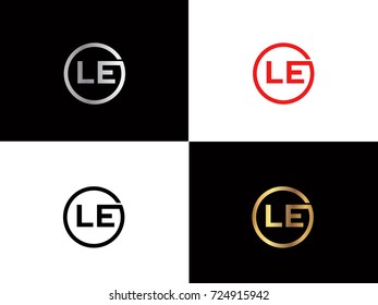 LE text gold black silver modern creative alphabet letter logo design vector icon

