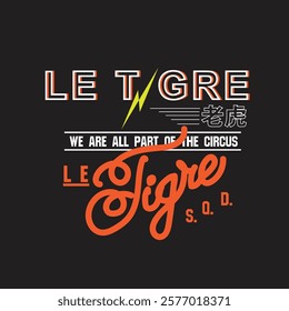 le tiger text print design. tiger text artwork. typography slogan print. girls t-shirt design. japan font