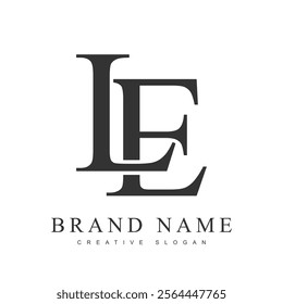 LE trendy logotype template. Initial letter l and e classic font style. Creative logo for company name or identity. Vector illustration.