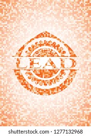 lead abstract emblem, orange mosaic background