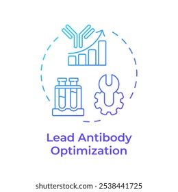 Lead antibody optimization blue gradient concept icon. Antibody discovery stage. Laboratory equipment. Round shape line illustration. Abstract idea. Graphic design. Easy to use in article