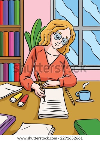 Lead Author Colored Cartoon Illustration
