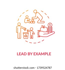 Lead By Example Concept Icon. Family Members Relationship Idea Thin Line Illustration. Children University Education. Parents Teaching Kids. Vector Isolated Outline RGB Color Drawing