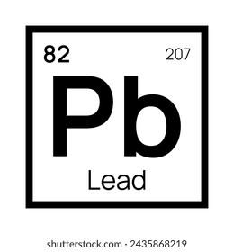 Lead chemical element of the periodic table. Vector isolated symbol Pb