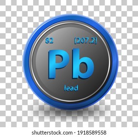 Lead chemical element. Chemical symbol with atomic number and atomic mass. illustration