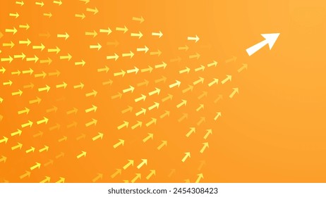 Lead Concept Vector. Follow the Leader. Leadership Arrows Orange Background. Small Arrows Following Big Leader Arrow. Determine Your Direction. Inspire Others by Your Example. Vector Illustration.