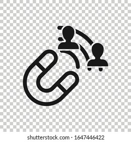 Lead conversion icon in flat style. Attract vector illustration on white isolated background. Magnet business concept.