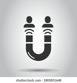 Lead conversion icon in flat style. Attract vector illustration on white isolated background. Magnet business concept.