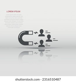 Lead conversion icon in flat style. Attract vector illustration on white isolated background. Magnet business concept.
