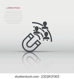 Lead conversion icon in flat style. Attract vector illustration on white isolated background. Magnet business concept.